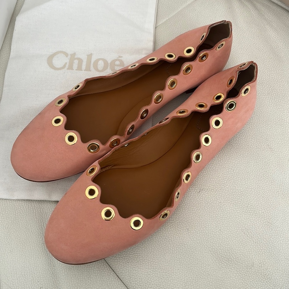 CHLOE LIGHT/PASTEL MAGNOLIA PINK WAVE BALLET FLAT - NEW 9.5